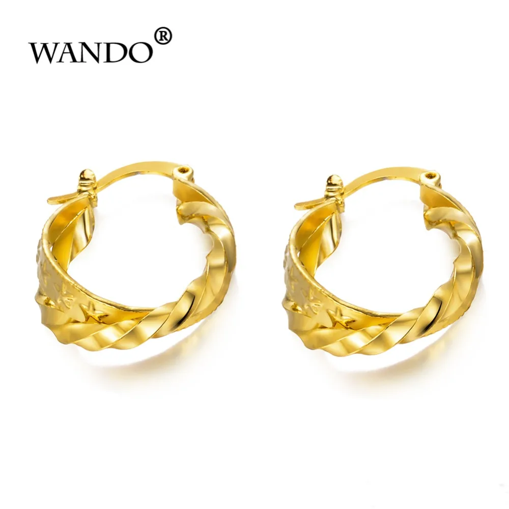 WANDO ювелирные изделия золотого цвета круглые серьги для