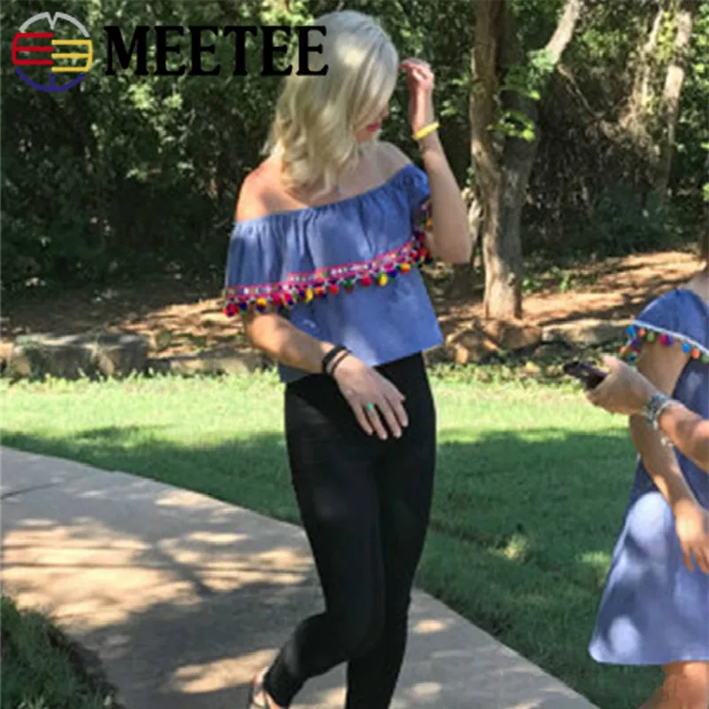 5 ярдов бисерные помпоны кружевная кисточка обрезанная лента Радужная бахрома