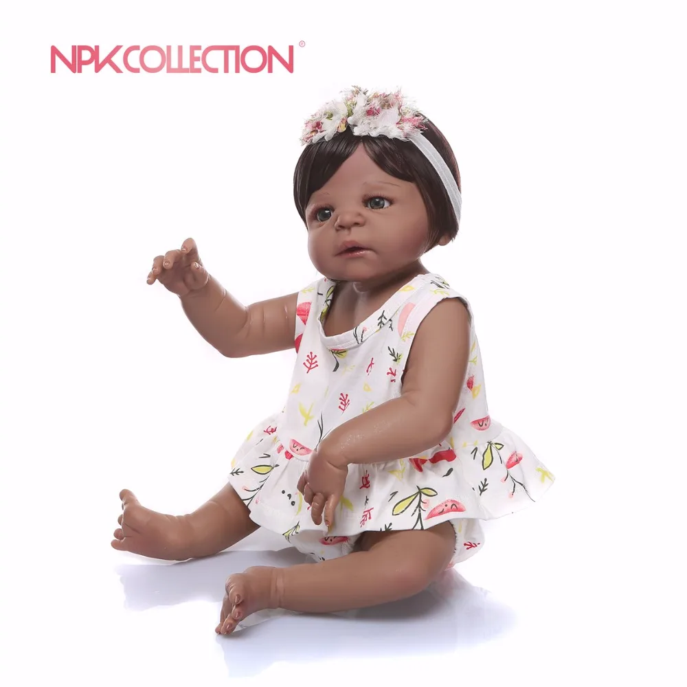NPKCOLLECTION 2018 новый дизайн черная Детская кукла цельное Силиконовое тело