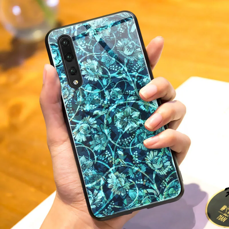 Для huawei P20 pro чехол Mofi закаленное стекло для p20 жесткий Бабочка Лось цветок гитара