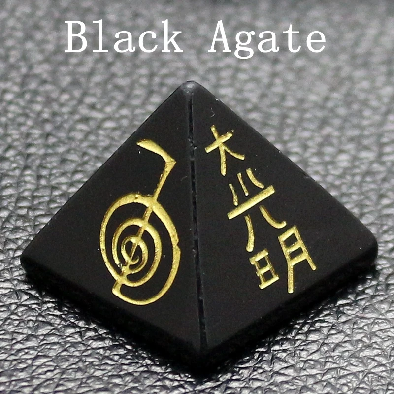 Black Agate Горячие продажи природного кристалла драгоценного камня Пирамида с резьбой энергии аура чакра - Цвет: Black Agate