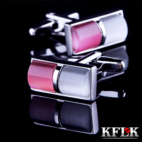 

KFLK jewelry 2020 shirt wedding cufflinks for mens gift Brand cuff buttons Pink cuff link High Quality abotoaduras Jewelry