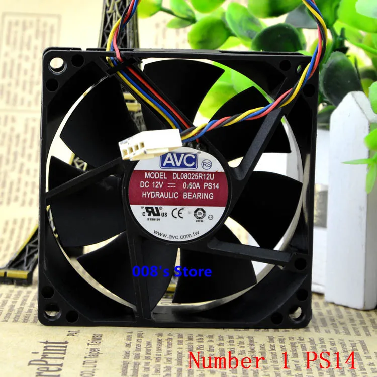 

CPU Cooler Fan For 80mm 80*80mm*25mm DL08025R12U PS14 PS27 PS47 Hydraulic Bearing PWM Cooling 12V 0.50A 4 Pins 3600RPM