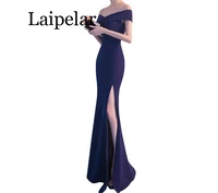 laipelar elegant women ball gown long dress off shoulder slim wrap floor length party dress sexy v mermaid dress 2019