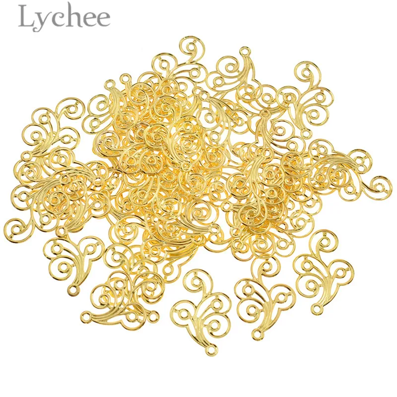 Lychee Life 50 шт. металлические цветы ломтик золотой цвет серебряный цвет бронзовый цвет альбом украшения DIY скрапбукинг украшения