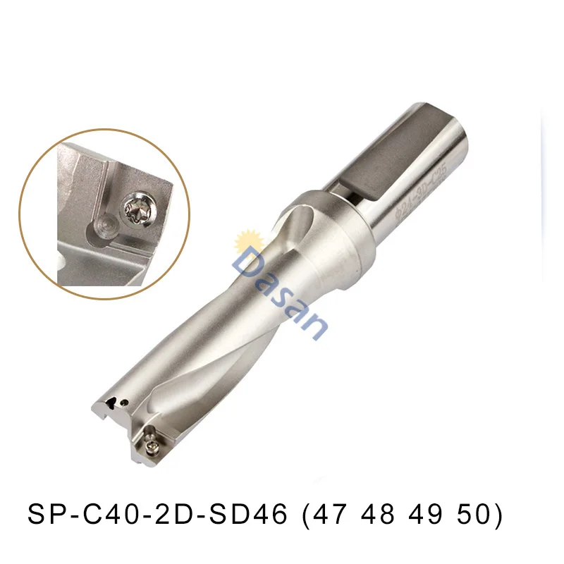 WC SP C40 2D SD 46 47 48 49 50mm Indexable U Drills Insert Type CNC Fast Metal Drilling Shallow Hole Tool for SP Indexa Insert