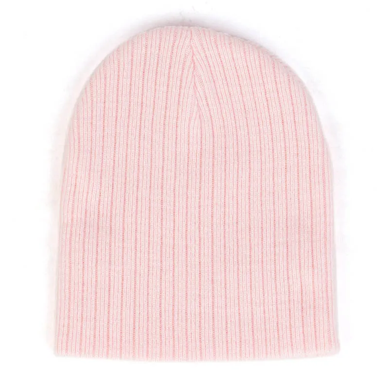 Light Pink Geebro/вязаные полосатые шляпы для детей ясельного возраста, теплые шапочки для маленьких девочек, зимняя однотонная шапка, Модные Повседневные шапки, полиэстер, DQ934 - Цвет: Light Pink