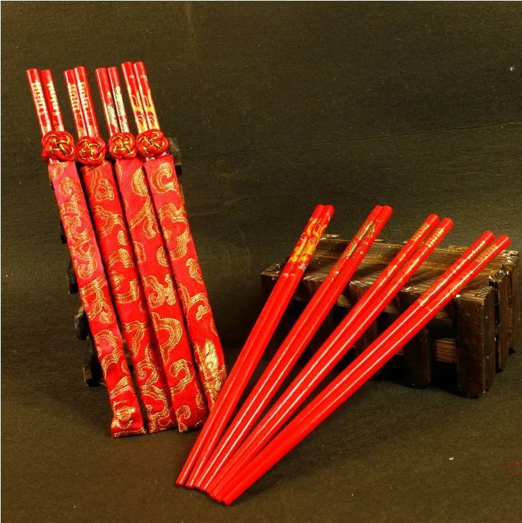 Hot sell 500pcs/lot Wood Chinese chopsticks printing both the Double Happiness and Dragon Wedding favor | Дом и сад