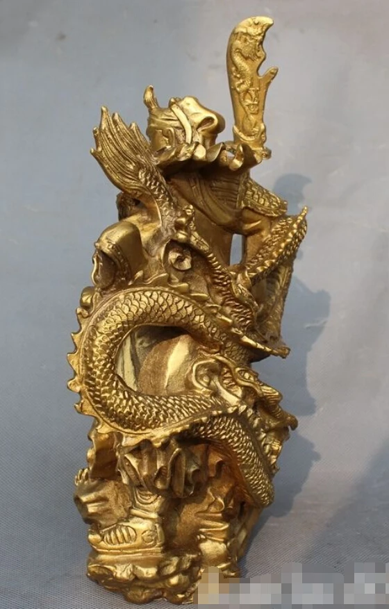 ZSR 601 ++++++9" china chinese folk brass dragon Generals warrior Guan Yu Gong god statue | Дом и сад