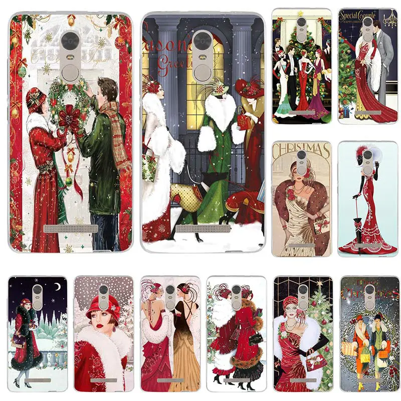 Винтаж Christmas арт деко для Xiaomi Redmi Mi Note 2 3 S 4X 4A 5 6 5S 5A 8 A1 Pro Plus Сумки Мягкие силиконовые