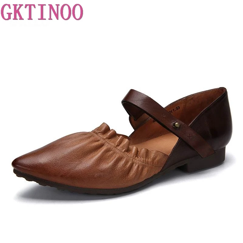 Женская обувь на плоской подошве GKTINOO винтажная Мягкая комфортная Mary Janes из
