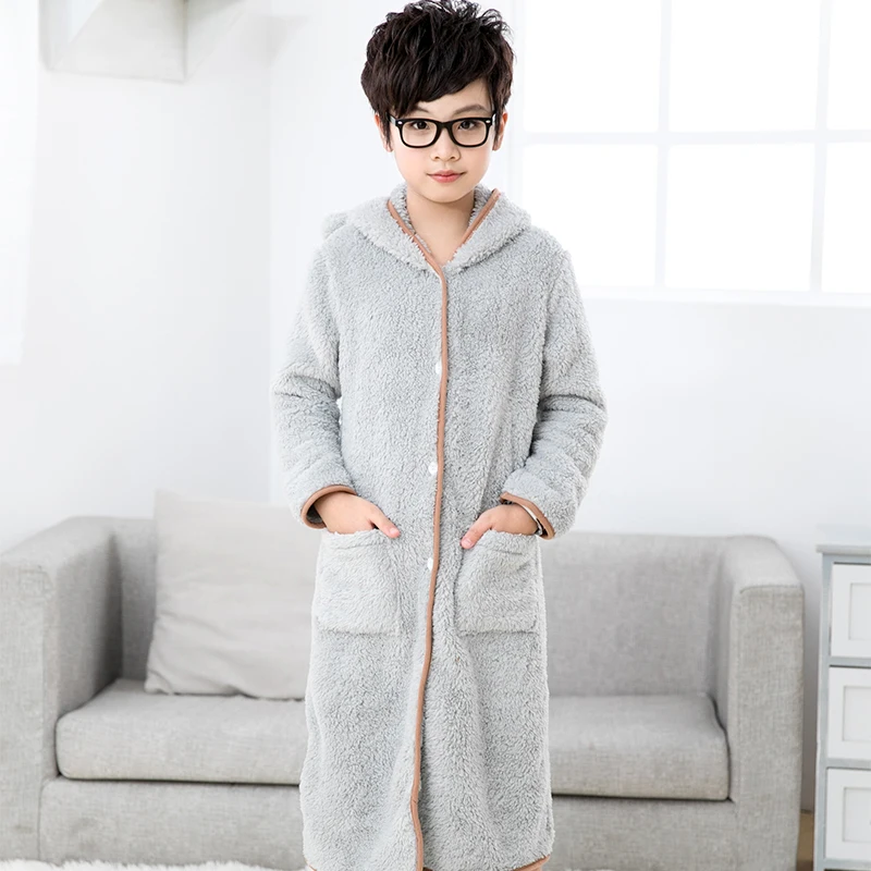 Новые Модные Детские Банные халаты для мальчиков зимняя однотонная одежда сна
