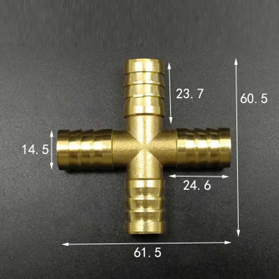 

Hose Barb 14mm 4 Way Splitter Cross Brass Connector Coupling Adapter Fitting