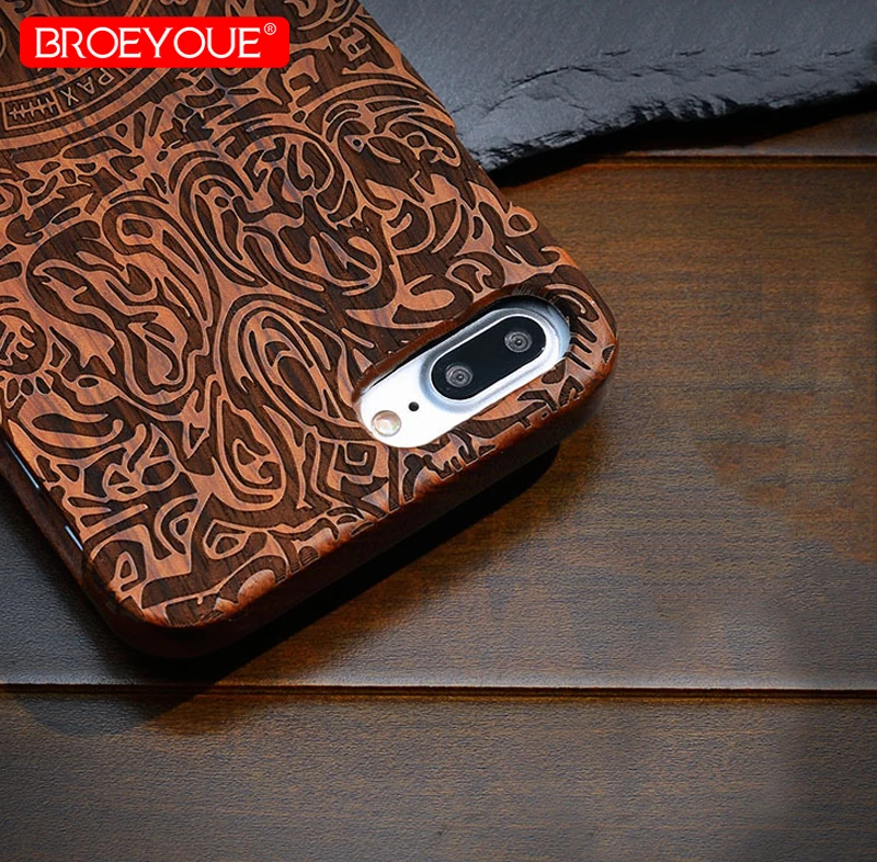 Luxury Designer Emboss Bamboo Phone Case For iPhone 7 8 6 6S Plus 5 5S SE X 100% Natural Full Wood Custom Carving Design |