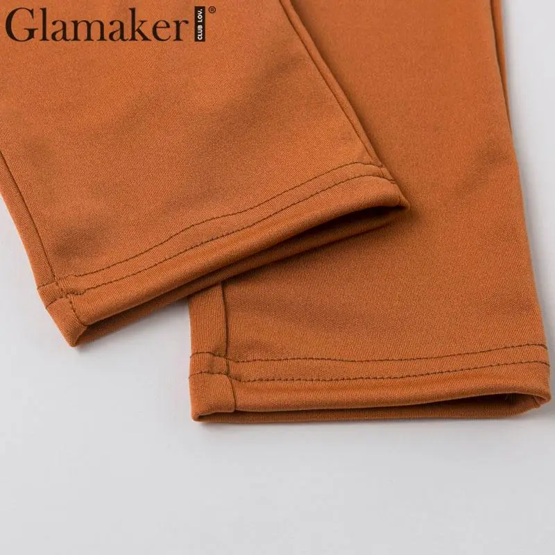 Glamaker женские брюки с оборками, брюки с высокой талией, Клубные брюки, женские облегающие обтягивающие брюки и капри, уличная одежда