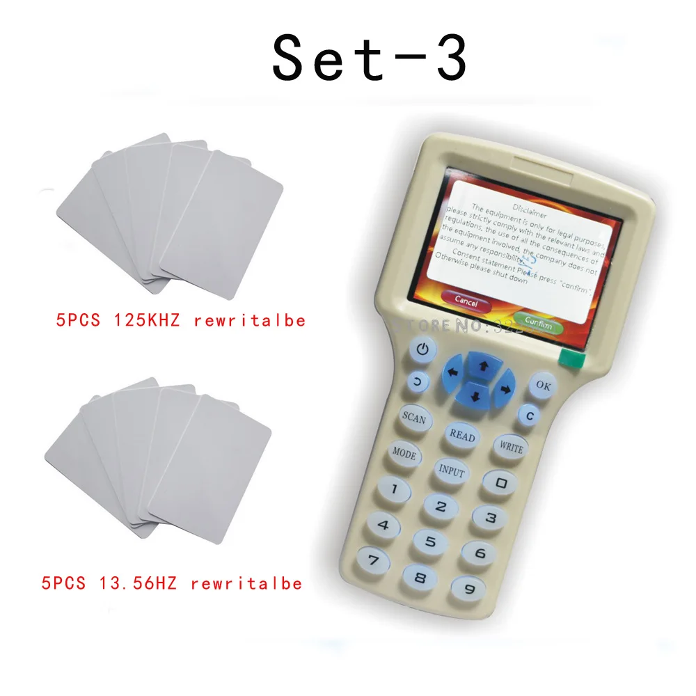 Set-3 Английский 10 частоты RFID Копир ID IC ридер писатель копия M1 13,56 МГц зашифрованный Дубликатор Программист USB порты - Цвет: Set-3
