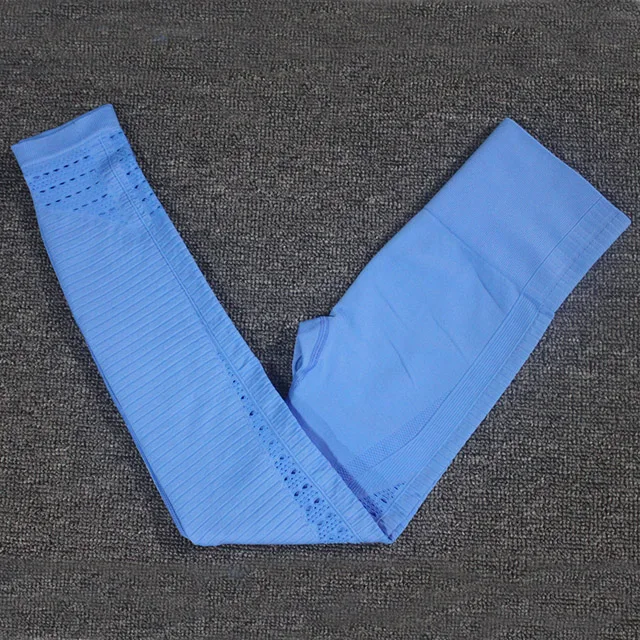Blue Pants 2 шт. женский бесшовный энергетическая Йога Комплект Спортивный бюстгальтер на бретельках+ леггинсы с высокой талией супер эластичные спортивные колготки для бега - Цвет: Blue Pants