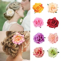 boho flower hair accessories for women bride beach rose floral hair clips diy bride headdress brooch wedding flores hairpin