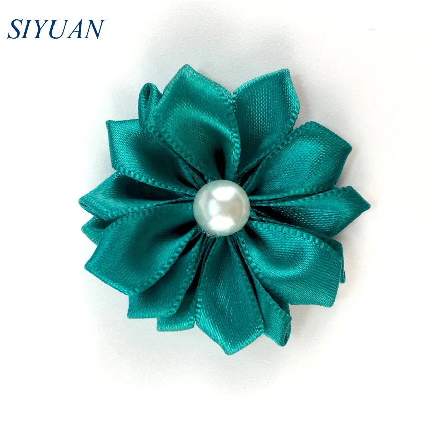 36-turquoise 10 шт./лот, 1,6 дюймов, сатиновая лента, цветы, стразы, многослойные ткани, цветы, Аппликации, аксессуары, розничная, 38 цветов, TH281 - Цвет: 36-turquoise
