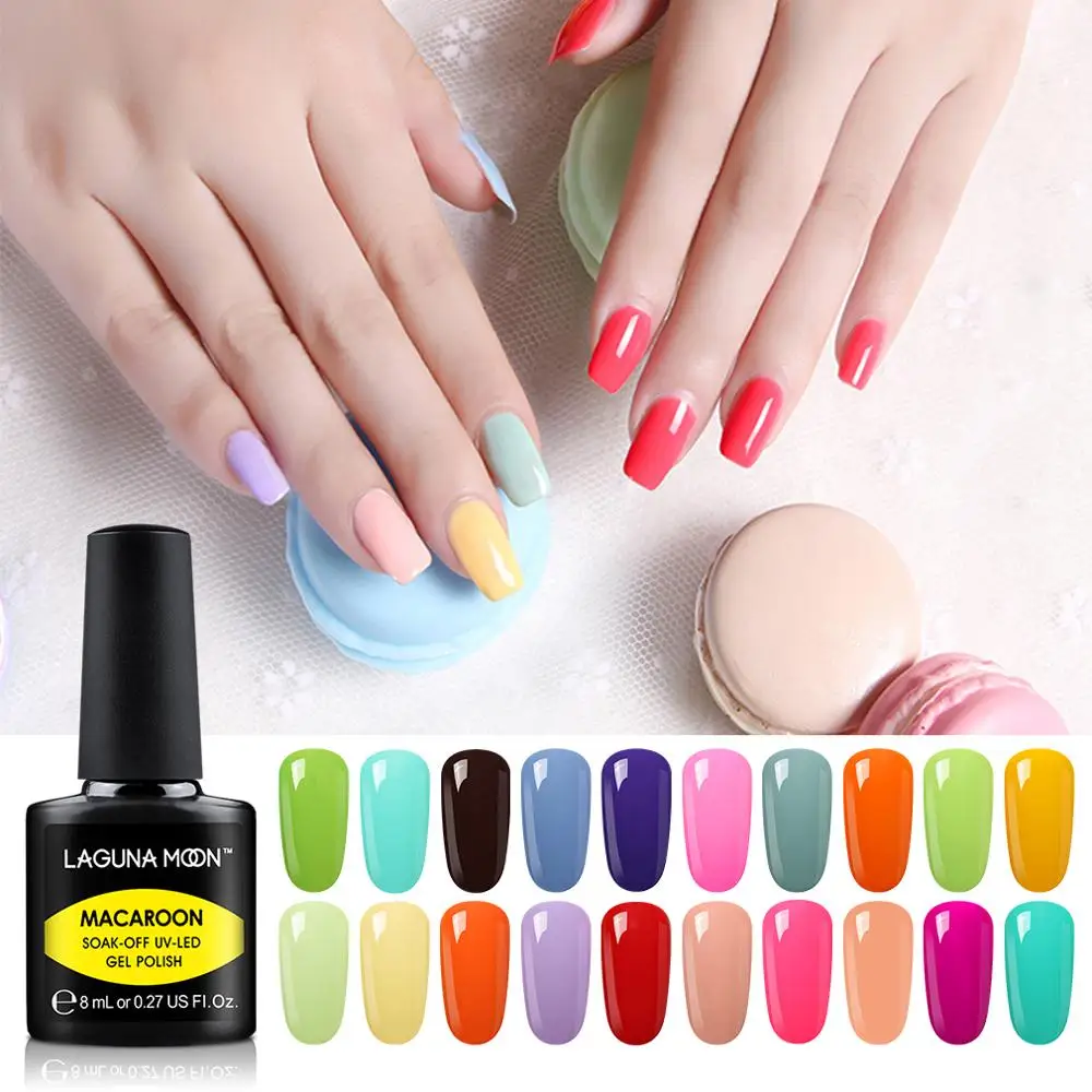 Lagunamoon 8 мл Macaron УФ гель для ногтей Дизайн маникюр отмачиваемая Светодиодный лампа