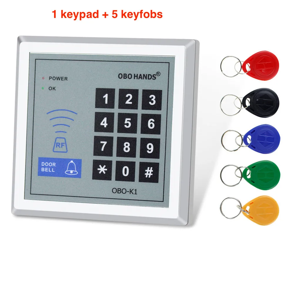 Keypad with Keys OBO Hands система контроля доступа комплект 125 кГц RFID считыватель клавиатура с электрическим замком 180 кг Магнитный Удар+ выключатель питания 500 пользователей - Цвет: Keypad with Keys