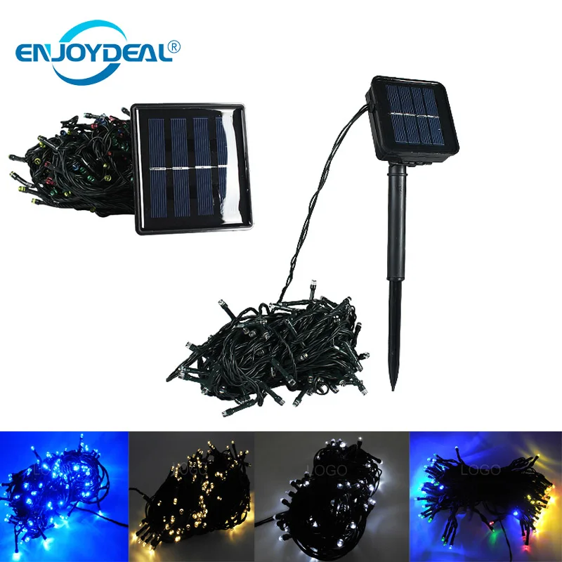 100 200 LED Солнечная энергия светодиодная гирлянда лампочки уличные сады