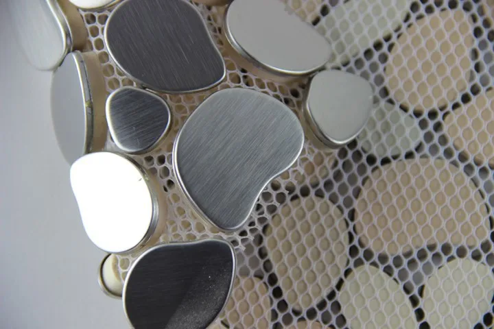 11pcs pebble metal stainless steel mosaic tile kitchen backsplash bathroom wallpaper shower background fireplace decorative |