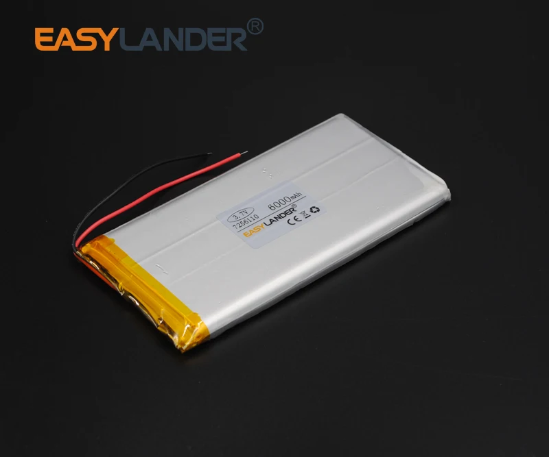 

3.7V 6000mAh 7256110 Polymer Lithium Li-Po Rechargeable Battery For GPS PSP DVD PAD E-book tablet pc power bank phone