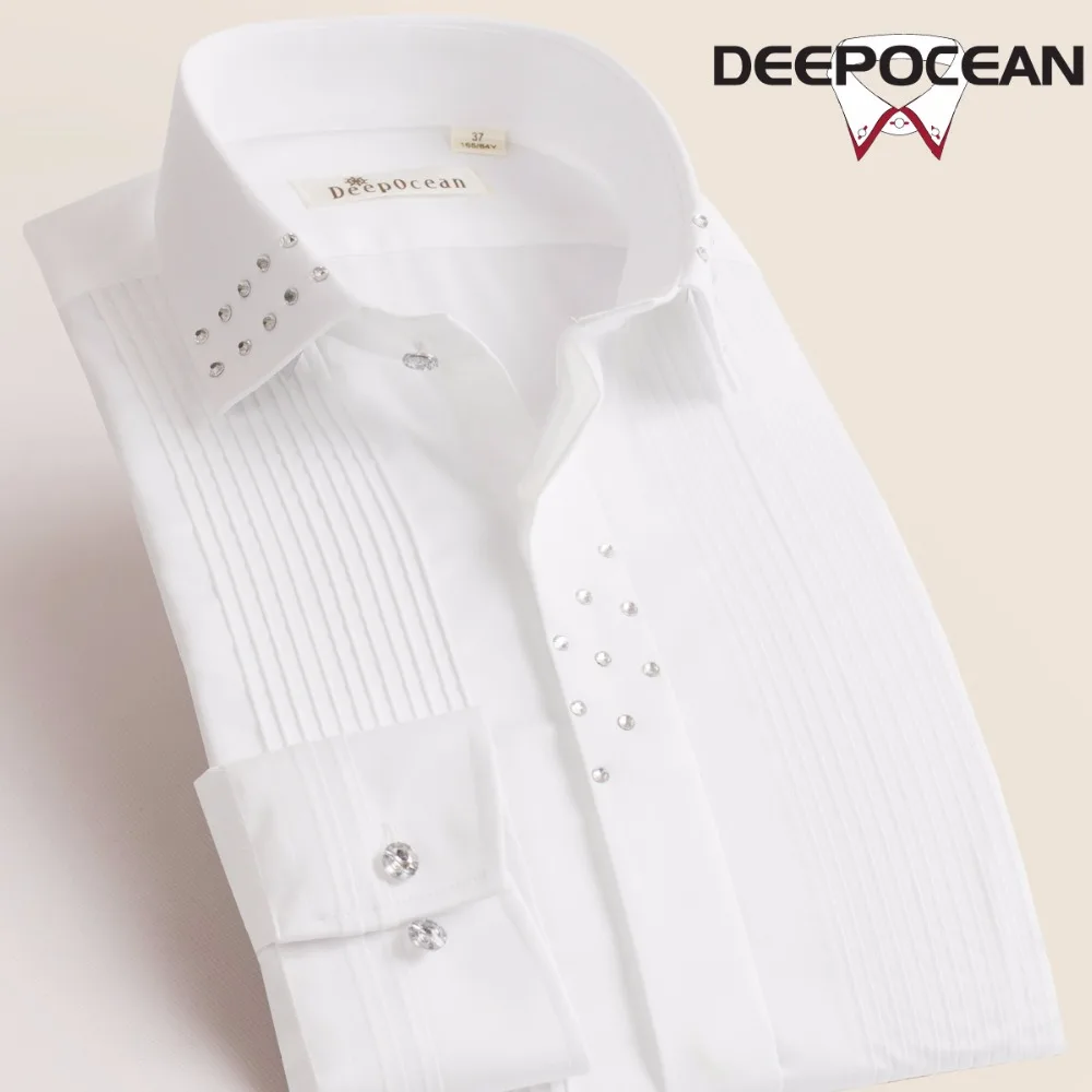 Deepocean мужские однотонные рубашки винтажные Модные топы Длинные облегающие Новые