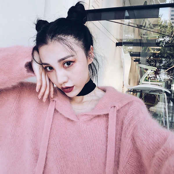 2019 Women Mink Cashmere Sweater With Pocket Pullover Hooded Knitted Jumper Coat Angola fluffy sweaters Free Shipping Z455 | Женская