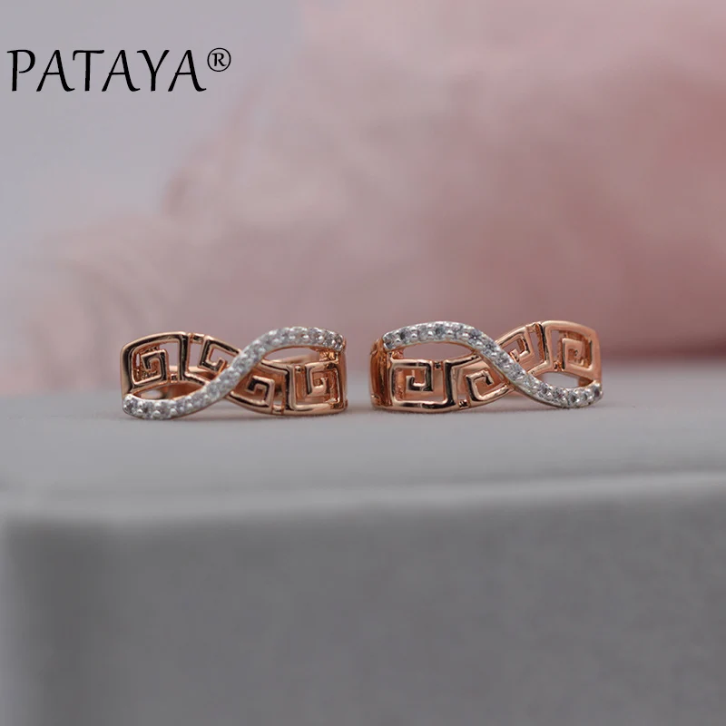 Женские серьги PATAYA из розового золота 585 пробы 8 тонких сережек изысканная