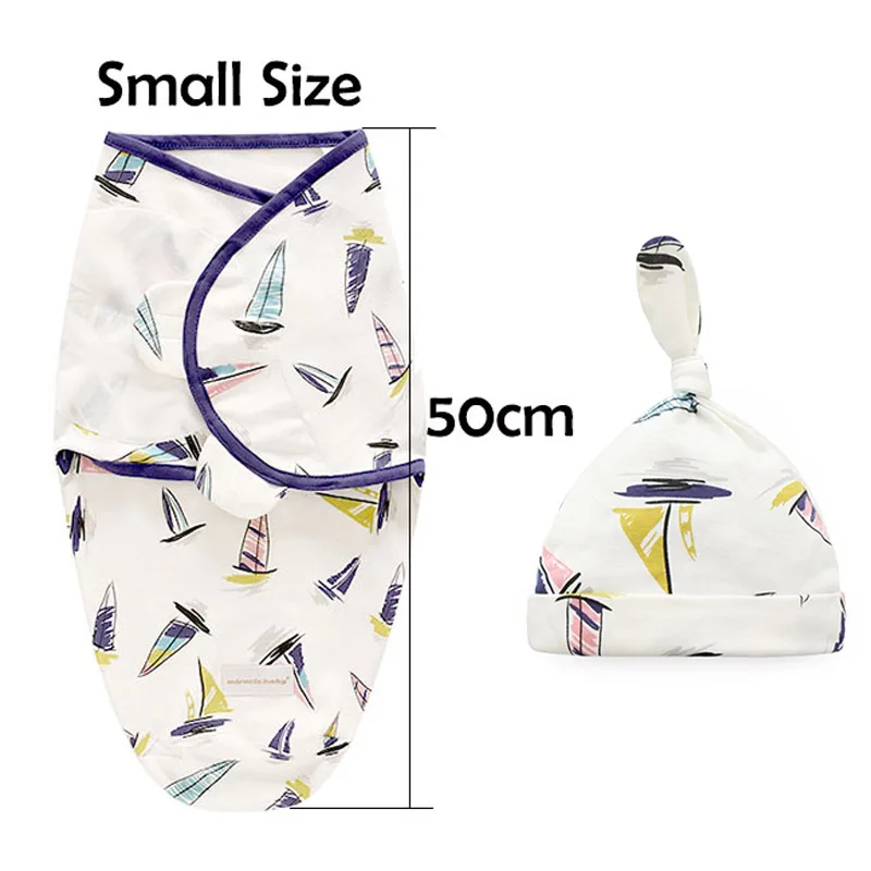 boatS Комплект из 2 предметов, конверт пеленка для новорожденных+ шапочка, хлопковое детское одеяло, постельные принадлежности, спальный мешок с рисунком для младенцев 0-6 месяцев - Цвет: boatS