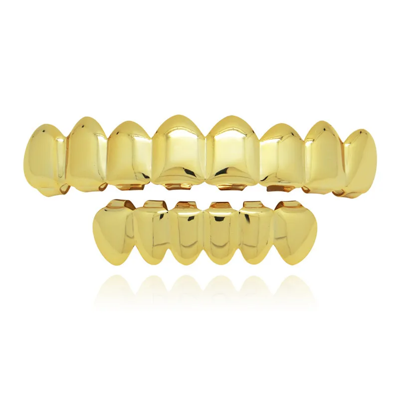 Хип-хоп ЗУБЫ Grillz Топ снизу золотые грили стоматологические Хэллоуин вампирский зуб шапки Косплей Рэппер рот ювелирные изделия вечерние XHYT1014-G