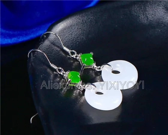 Красивые серьги-Крючки из стерлингового серебра 925 пробы с зеленым белым