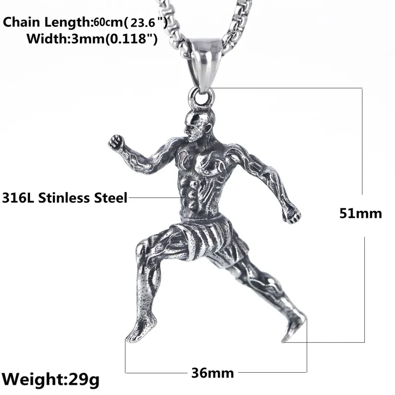 Мужские ожерелья с подвеской Amgj Strong Man Muscle титановое ожерелье из нержавеющей