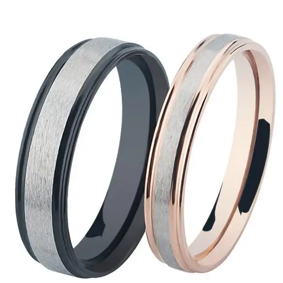 Матовое стандартное титановое кольцо черное золото|stainless steel couple rings|titanium ringcouple