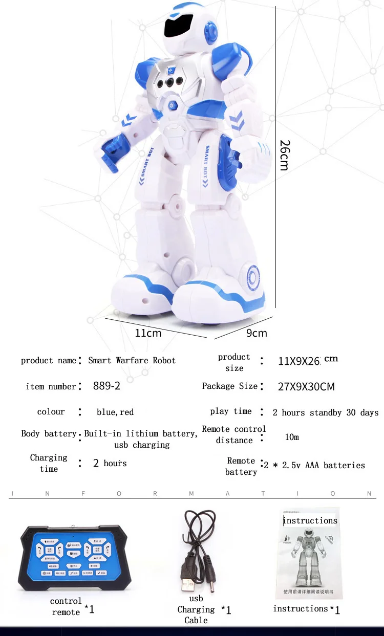 Usb зарядка робот игрушка RC датчик жестов умный робот манипулятор ручной действия Прогулки Танцы для детей подарки детей FSWB - Цвет: blue
