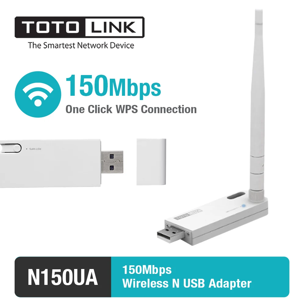 TOTOLINK N150UA 150 Мбит/с USB адаптер Wi Fi карта с Кнопка WPS для подключения и 1 * 4dBi Съемная