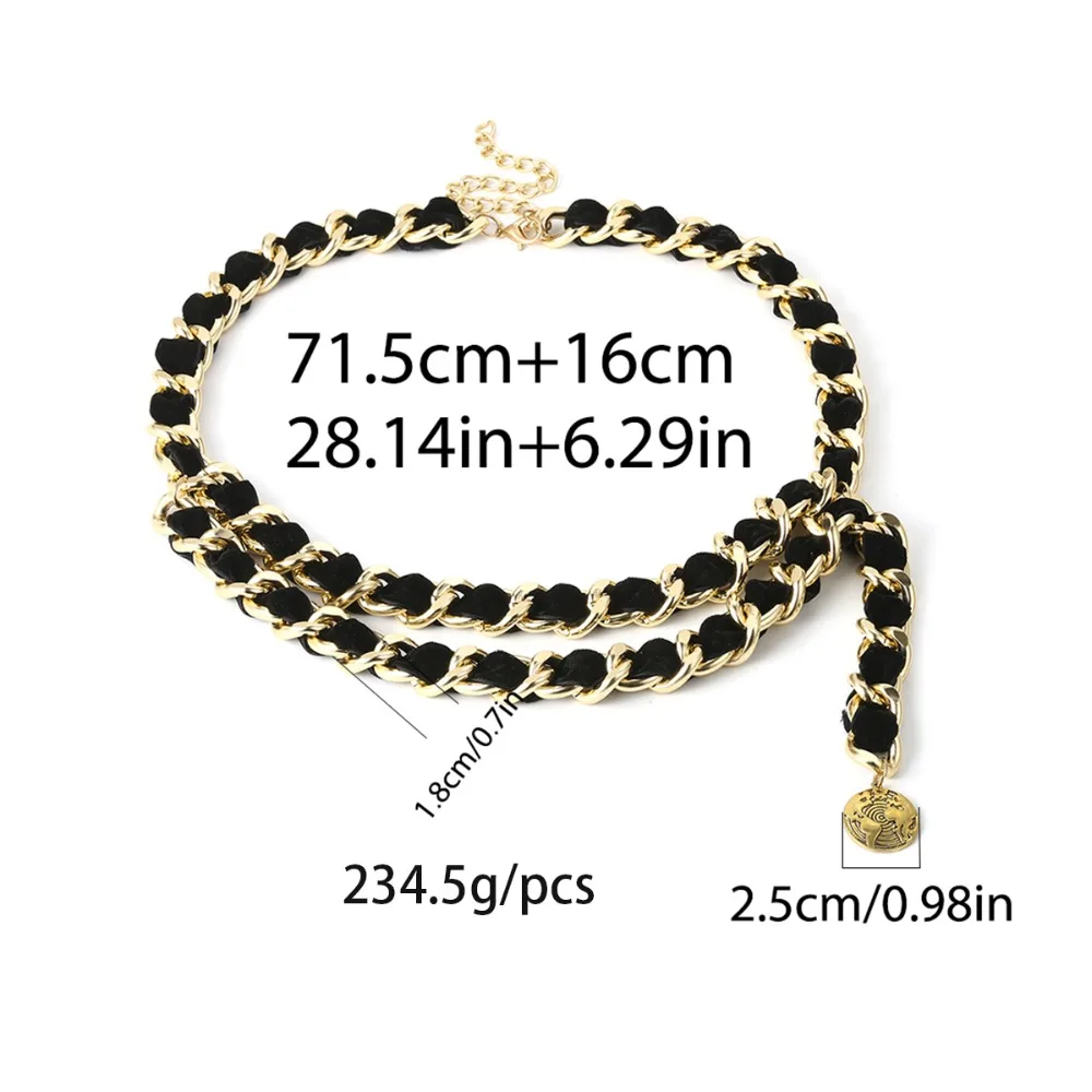 

Hyperbole Punk Multilayer Velvet Thick Chain Waist Belly for Women World map Pendant Belt Party Charm Jewelry