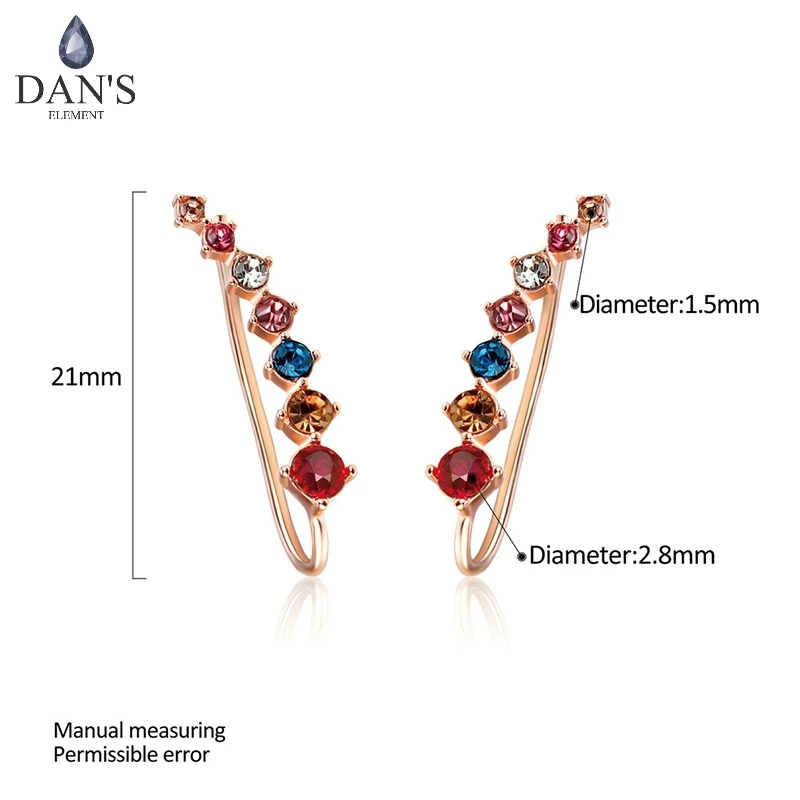 DAN'S ELEMENT Brand Multicolor Stud Earrings Silver/Rose Gold Color Fashion Jewelry For Women Wholesale Drop Shipping DEE527 | Украшения