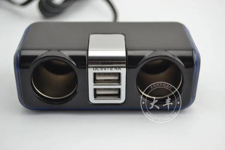 1,5 м супер-длинная проводка, автомобильное usb зарядное устройство, розетка, Авто прикуриватель, распределитель, розетка, один поворот, 2 отверстия, двойной USB интерфейс