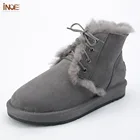 Ботинки мужские зимние из натуральной овечьей кожи, на меху, со шнуровкой