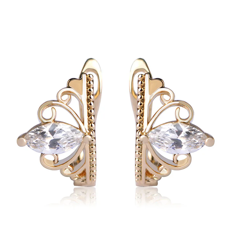 Женские серьги пусеты Blucome медные золотого цвета с английским замком и