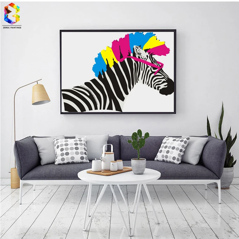 Красочные животные искусство холст печать постер Зебра настенные картины для