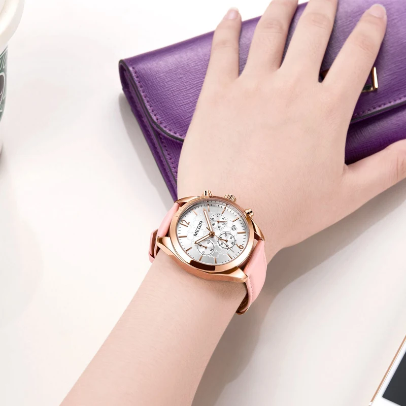 MEGIR, женские часы, Топ бренд, роскошные женские часы, Montre Femme,, модные розовые кварцевые женские часы, подарок для влюбленных, Relogio Feminino