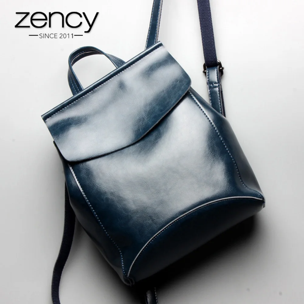 Zency 100% натуральная кожа женский рюкзак модный коричневый повседневные