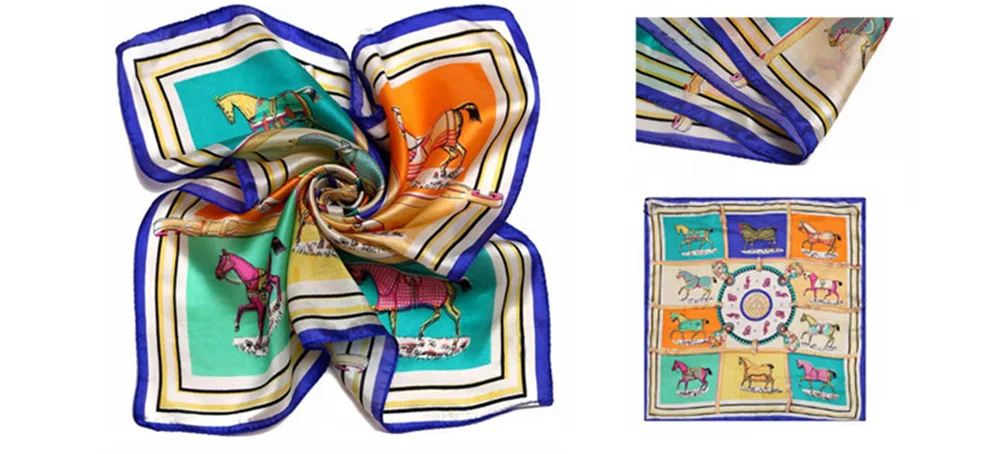 LING / фарфор печать площади шелковый шарф женский ladies scarf，женщина любимая сатинировки ожерелье шелковые платок бандана прямых продаж 53* 53 см#1064