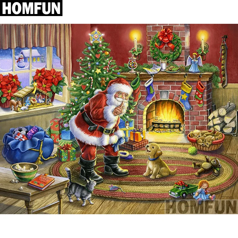 

HOMFUN Full Square/Round Drill 5D DIY Diamond Painting "Christmas Santa Claus" 3D Embroidery Cross Stitch 5D Decor A00857