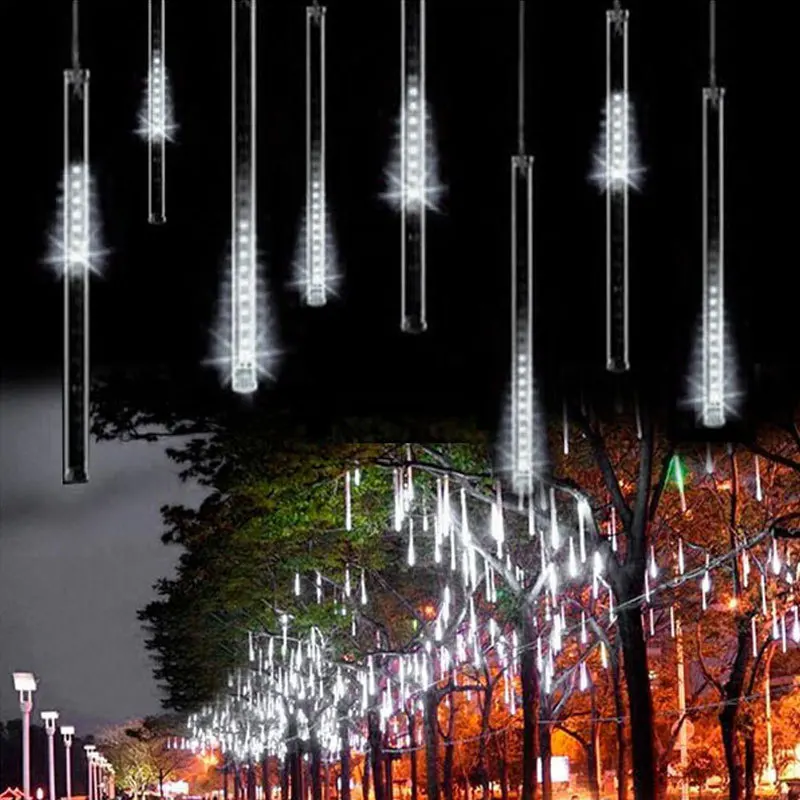 High Quality 30cm LED Christmas Lights Outdoor Meteor Rain Light For Wedding Decoration 144leds 8 Tubes 85-220V EU&US Plug | Лампы и