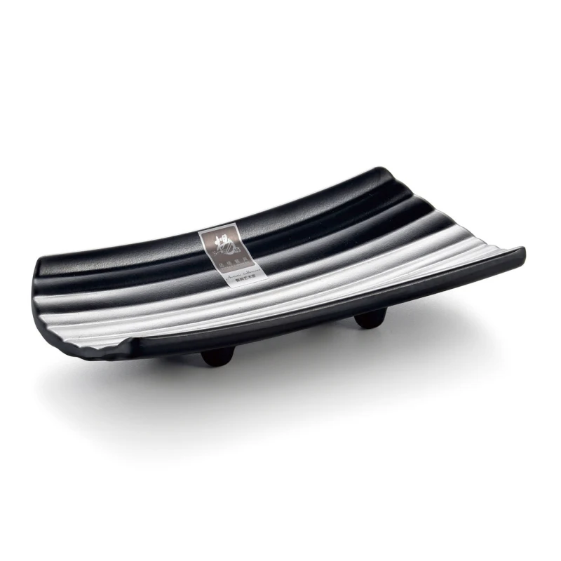 Новая черная посуда тарелка из меламина с прямоугольным блюдом для суши закусок